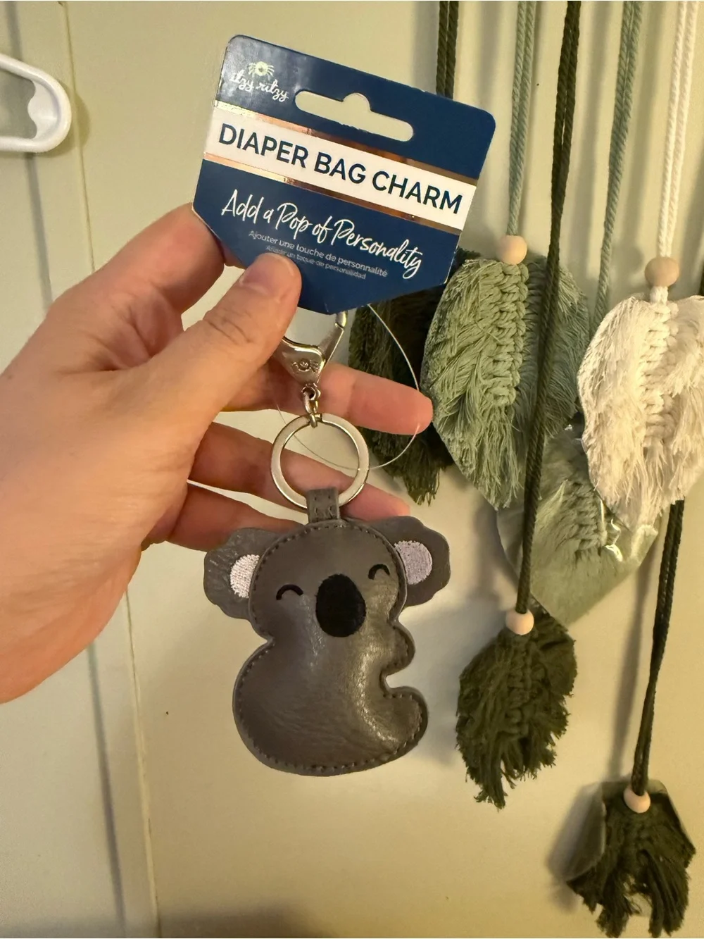 Diaper Bag Charm Koala Keychain in Gray